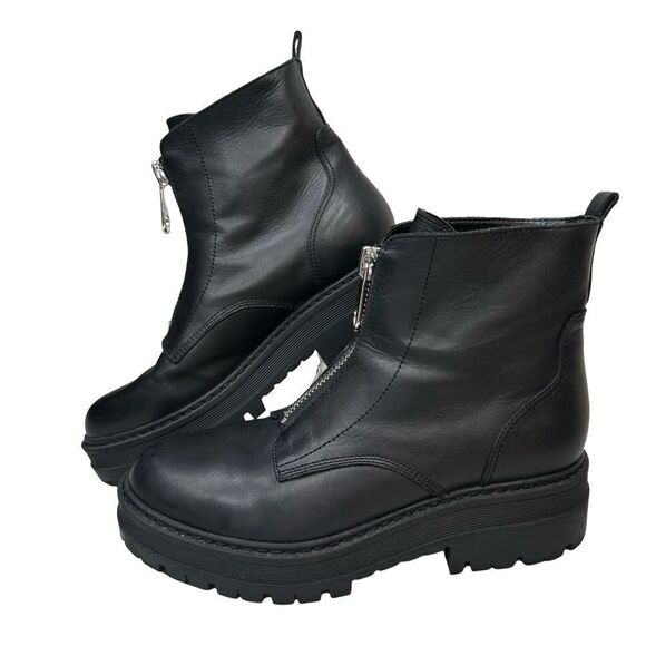Marc Fisher LTD. Black Paralee Front Zip Leather Booties Size 9 - Picture 7 of 17